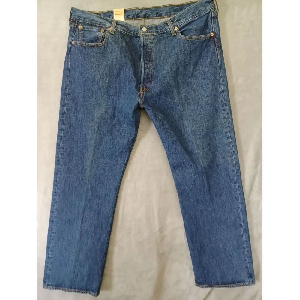 Levis‎ 501 Mens Jeans 42x30 Original Fit Straight Leg Button Fly Dark Wash New